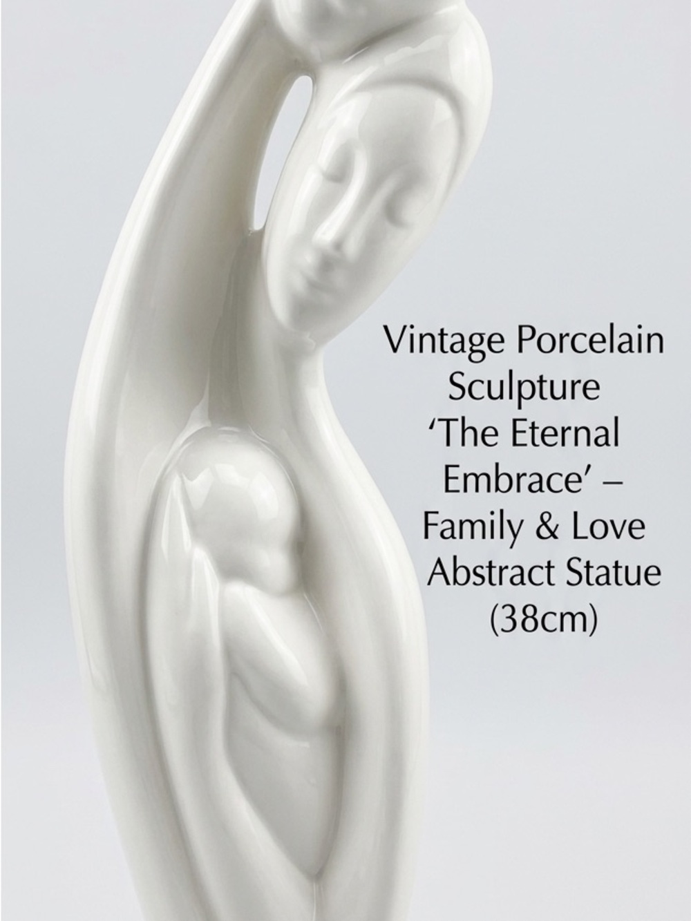 Vintage Porcelain Sculpture The Eternal Embrace Family Love Abstract Statue 38cm